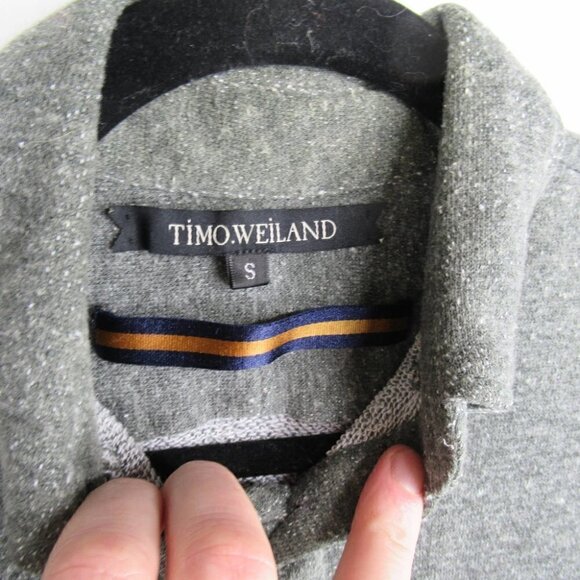 TIMO WEILAND Gray Knit Terry Button Up Shirt - Picture 2 of 5